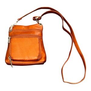 Lavive Vintage Y2K Genuine Leather Small Crossbody Organizer Bag Brown Tan